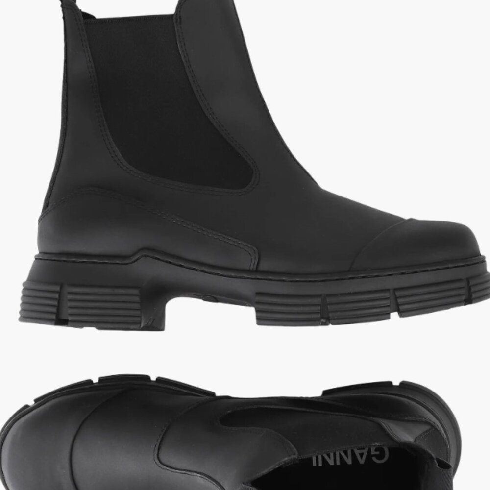 Ganni Recycled Rubber Chelsea Rain Boot Size 38